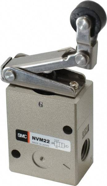 SMC PNEUMATICS - 1.00 CV Rate, 1/4" NPT Inlet Mechanical Valve - 2 Way, 2 Ports, Roller Lever One Way - Americas Industrial Supply