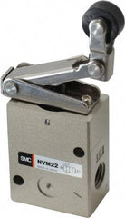 SMC PNEUMATICS - 1.00 CV Rate, 1/4" NPT Inlet Mechanical Valve - 2 Way, 2 Ports, Roller Lever One Way - Americas Industrial Supply