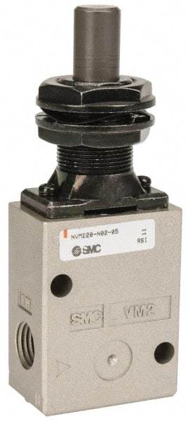 SMC PNEUMATICS - 1.00 CV Rate, 1/4" NPT Inlet Mechanical Valve - 2 Way, 2 Ports, Plunger - Americas Industrial Supply