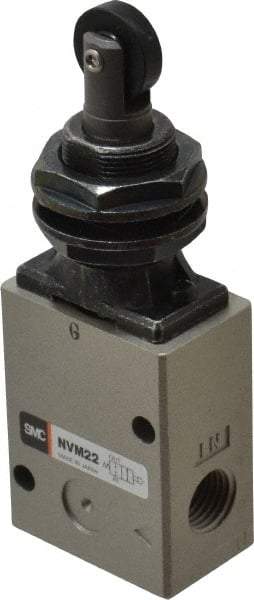 SMC PNEUMATICS - 1.00 CV Rate, 1/4" NPT Inlet Mechanical Valve - 2 Way, 2 Ports, Roller Plunger Inline - Americas Industrial Supply