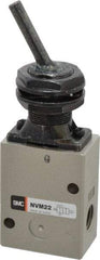 SMC PNEUMATICS - 1.00 CV Rate, 1/4" NPT Inlet Mechanical Valve - 2 Way, 2 Ports, Toggle Lever - Americas Industrial Supply