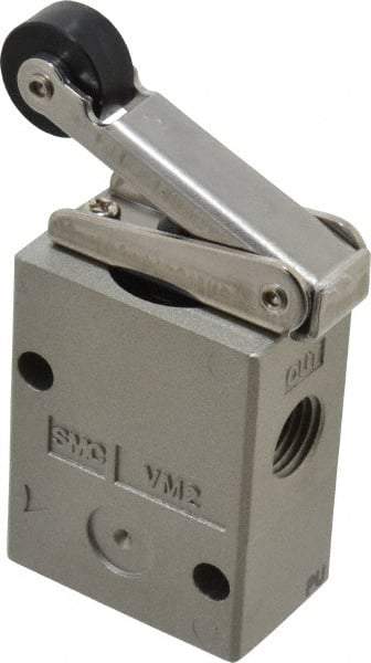 SMC PNEUMATICS - 1.00 CV Rate, 1/4" NPT Inlet Mechanical Valve - 3 Way, 2 Ports, Roller Lever - Americas Industrial Supply