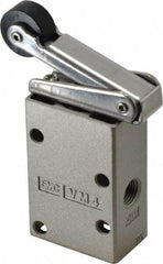 SMC PNEUMATICS - 0.38 CV Rate, 1/4" NPT Inlet Mechanical Valve - 3 Way, 3 Ports, Roller Lever - Americas Industrial Supply