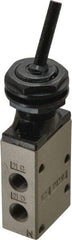 SMC PNEUMATICS - 0.38 CV Rate, 1/4" NPT Inlet Mechanical Valve - 3 Way, 3 Ports, Toggle Lever - Americas Industrial Supply