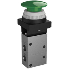 SMC PNEUMATICS - 0.38 CV Rate, 1/4" NPT Inlet Mechanical Valve - 3 Way, 3 Ports, Push Button Mushroom - Americas Industrial Supply
