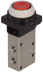 SMC PNEUMATICS - 0.38 CV Rate, 1/4" NPT Inlet Mechanical Valve - 3 Way, 3 Ports, Push Button Flush - Americas Industrial Supply