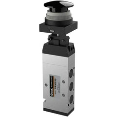 SMC PNEUMATICS - 1.00 CV Rate, 1/4" NPT Inlet Mechanical Valve - 4 Way, 5 Ports, Push Button Mushroom - Americas Industrial Supply