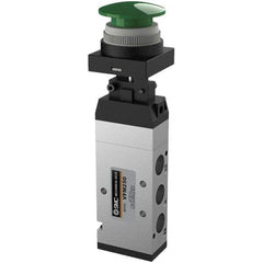 SMC PNEUMATICS - 1.00 CV Rate, 1/4" NPT Inlet Mechanical Valve - 4 Way, 5 Ports, Push Button Mushroom - Americas Industrial Supply