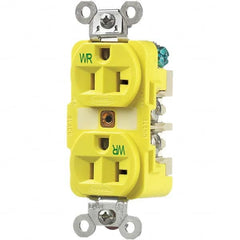 125V 20A NEMA 5-20R Marine Grade Yellow Straight Blade Duplex Receptacle 1 Phase, 2 Pole, 3 Wire, Grounded, Corrosion Resistant