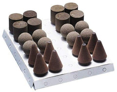 Grier Abrasives - 24 Piece Aluminum Oxide Rubber Rubber Mounted Abrasive Wheel Set - Includes Mounted Wheels with 1/4" Diam x 1-1/2" Long Shank - Americas Industrial Supply
