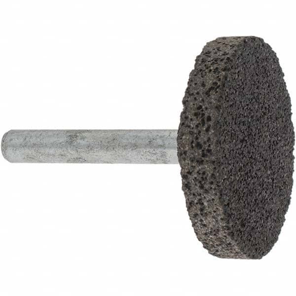 Made in USA - 1-1/2" Head Diam x 1/4" Thickness, W235, Cylinder End, Aluminum Oxide Mounted Point - Brown, Very Coarse Grade, 36 Grit, 25,470 RPM - Americas Industrial Supply