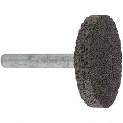Made in USA - 1-1/2" Head Diam x 1/4" Thickness, W235, Cylinder End, Aluminum Oxide Mounted Point - Brown, Very Coarse Grade, 36 Grit, 25,470 RPM - Americas Industrial Supply