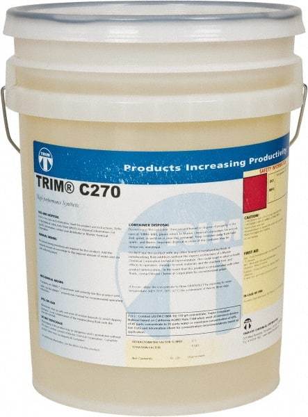 Master Fluid Solutions - Trim C270, 5 Gal Pail Cutting & Grinding Fluid - Synthetic, For Drilling, Reaming, Tapping - Americas Industrial Supply