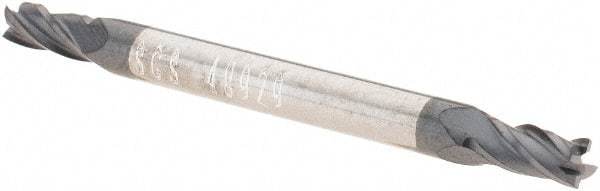 SGS - 2.5mm, 5mm LOC, 3mm Shank Diam, 38mm OAL, 4 Flute, Solid Carbide Square End Mill - Double End, AlTiN Finish, Spiral Flute, 30° Helix, Centercutting, Right Hand Cut, Right Hand Flute, Series 14M - Americas Industrial Supply