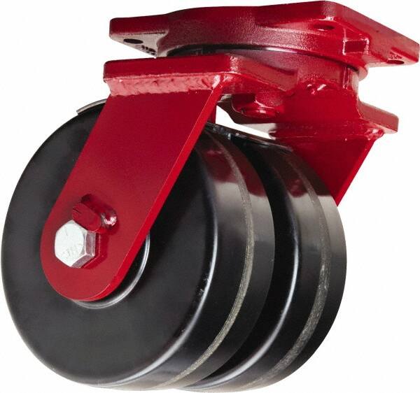 Hamilton - 6" Diam x 3" Wide x 8-1/2" OAH Top Plate Mount Dual Swivel Caster - Phenolic, 4,000 Lb Capacity, Straight Roller Bearing, 6-1/8 x 7-1/2" Plate - Americas Industrial Supply