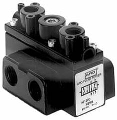 ARO/Ingersoll-Rand - 3/8" Inlet x 3/8" Outlet, Pilot Actuator, Pilot Return, 2 Position, Body Ported Solenoid Air Valve - 63 CFM, 1.7 CV, 4 Way, 150 psi, 3-1/2" Long x '2-1/2" Wide x 3-5/8" High, 0 to 180°F - Americas Industrial Supply