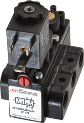 ARO/Ingersoll-Rand - 1/4" Inlet x 1/4" Outlet, Solenoid Actuator, Spring Return, 2 Position, Body Ported Solenoid Air Valve - 24 VDC Input, 54 CFM, 1.5 CV, 4 Way, 150 psi, 2-15/16" Long x 1-15/16" Wide x 1-15/16" High, 0 to 180°F - Americas Industrial Supply