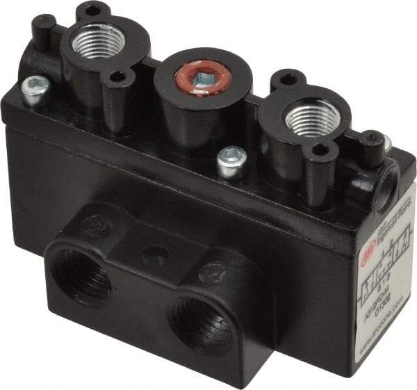 ARO/Ingersoll-Rand - 1/4" Inlet x 1/4" Outlet, Pilot Actuator, Pilot Return, 3 Position, Body Ported Solenoid Air Valve - 54 CFM, 1.5 CV, 4 Way, 150 psi, 2-15/16" Long x 1-15/16" Wide x 1-13/16" High, 0 to 180°F - Americas Industrial Supply