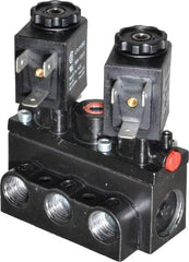 ARO/Ingersoll-Rand - 1/4" Inlet x 1/4" Outlet, Solenoid Actuator, Solenoid Return, 3 Position, Body Ported Solenoid Air Valve - 24 VDC Input, 32 CFM, 0.9 CV, 4 Way, 150 psi, 2-15/16" Long x 1-15/16" Wide x 1-13/16" High, 0 to 180°F - Americas Industrial Supply