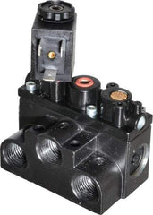 ARO/Ingersoll-Rand - 3/8" Inlet x 3/8" Outlet, Solenoid Actuator, Spring Return, 2 Position, Body Ported Solenoid Air Valve - 24 VDC Input, 63 CFM, 1.7 CV, 4 Way, 150 psi, 3-1/2" Long x '2-1/2" Wide x 3-5/8" High, 0 to 180°F - Americas Industrial Supply