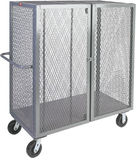 Jamco - 2,000 Lb Capacity, 1 Shelf, Steel Mesh Security Truck - 48" Long x 30" Wide x 57" High, 6" Diam Wheels - Americas Industrial Supply