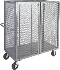 Jamco - 2,000 Lb Capacity, 1 Shelf, Steel Mesh Security Truck - 48" Long x 24" Wide x 57" High, 6" Diam Wheels - Americas Industrial Supply