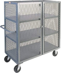 Jamco - 3,000 Lb Capacity, 3 Shelf, 4-Sided Steel Mesh Security Truck - 36" Long x 72" Wide x 57" High, 6" Diam Phenolic Wheels - Americas Industrial Supply