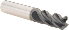 Iscar - 1/2" Diam, Variable Pitch, 1" LOC, 4 Flute Solid Carbide 0.1" Corner Radius Roughing End Mill - AlTiN Finish, 3" OAL, 1/2" Shank Diam, Single End, Centercutting, 38° Helix - Americas Industrial Supply