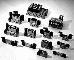 SMC PNEUMATICS - 0.8 CV Flow Rate Pilot Operated Solenoid Valve - 1/4" Inlet, Double Check Spacer Manifold Option - Americas Industrial Supply