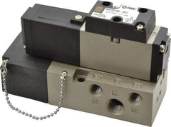 SMC PNEUMATICS - 0.8 CV Flow Rate, Single Solenoid Pilot Operated Valve - 5 Port, 2 Position, Spring Return, 1/4" NPT Inlet, 110 V - Americas Industrial Supply