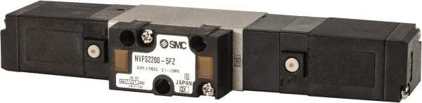 SMC PNEUMATICS - 0.8 CV Flow Rate, Double Solenoid Pilot Operated Valve - 5 Port, 2 Position, 1/4" NPT Inlet, 24 V - Americas Industrial Supply