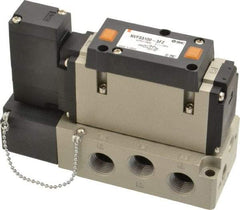 SMC PNEUMATICS - 2 CV Flow Rate, Single Solenoid Pilot Operated Valve - 5 Port, 2 Position, Spring Return, 3/8" NPT Inlet, 110 V - Americas Industrial Supply