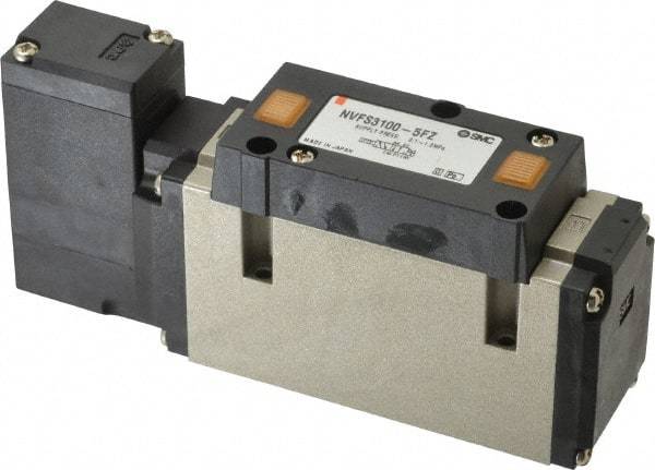 SMC PNEUMATICS - 2 CV Flow Rate, Single Solenoid Pilot Operated Valve - 5 Port, 2 Position, Spring Return, 3/8" NPT Inlet, 24 V - Americas Industrial Supply