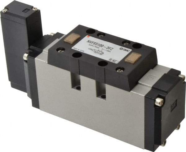 SMC PNEUMATICS - 5.7 CV Flow Rate, Single Solenoid Pilot Operated Valve - 5 Port, 2 Position, Spring Return, 3/4" NPT Inlet, 110 V - Americas Industrial Supply
