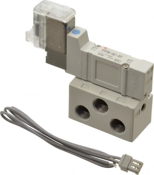 SMC PNEUMATICS - 0.3 CV Flow Rate, Single Solenoid Pilot Operated Valve - 5 Port, 2 Position, Spring Return, 1/8" NPT Inlet, 110 V - Americas Industrial Supply