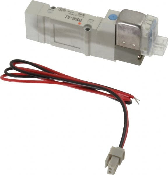 SMC PNEUMATICS - 0.3 CV Flow Rate, Single Solenoid Pilot Operated Valve - 5 Port, 2 Position, Spring Return, 1/4" Push to Connect Inlet, 24 V - Americas Industrial Supply