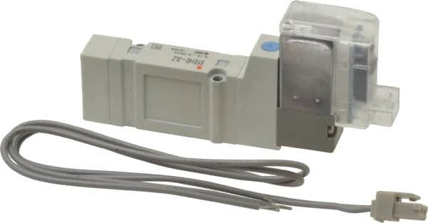 SMC PNEUMATICS - 0.3 CV Flow Rate, Single Solenoid Pilot Operated Valve - 5 Port, 2 Position, Spring Return, 1/4" Push to Connect Inlet, 110 V - Americas Industrial Supply