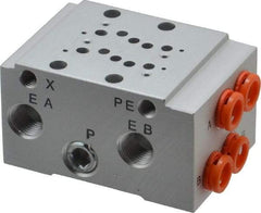 SMC PNEUMATICS - 0.3 CV Flow Rate, 2 Station Pilot Operated Solenoid Valve - 1/4" Push to Connect Inlet, Bar Manifold Base Mounted - Americas Industrial Supply