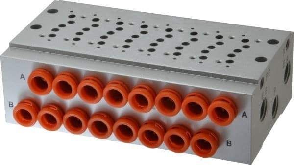 SMC PNEUMATICS - 0.3 CV Flow Rate, 8 Station Pilot Operated Solenoid Valve - 1/4" Push to Connect Inlet, Bar Manifold Base Mounted - Americas Industrial Supply