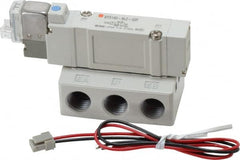 SMC PNEUMATICS - 0.7 CV Flow Rate, Single Solenoid Pilot Operated Valve - 5 Port, 2 Position, Spring Return, 1/4" NPT Inlet, 24 V - Americas Industrial Supply
