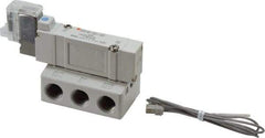 SMC PNEUMATICS - 0.7 CV Flow Rate, Single Solenoid Pilot Operated Valve - 5 Port, 2 Position, Spring Return, 1/4" NPT Inlet, 110 V - Americas Industrial Supply