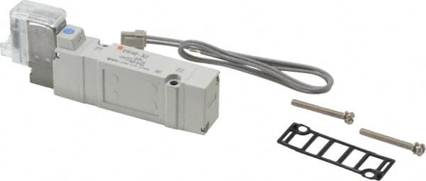 SMC PNEUMATICS - 0.7 CV Flow Rate, Single Solenoid Pilot Operated Valve - 5 Port, 2 Position, Spring Return, 1/4" Push to Connect Inlet, 110 V - Americas Industrial Supply