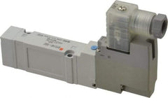 SMC PNEUMATICS - 0.7 CV Flow Rate, Single Solenoid Pilot Operated Valve - 5 Port, 2 Position, Spring Return, 1/4" Push to Connect Inlet, 24 V - Americas Industrial Supply