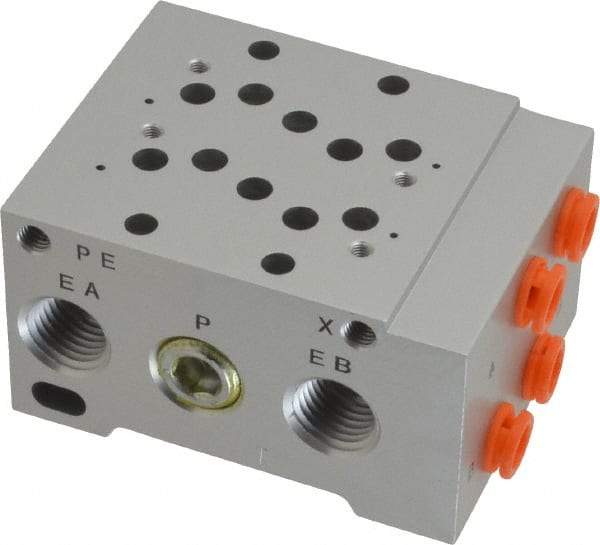 SMC PNEUMATICS - 0.7 CV Flow Rate, 2 Station Pilot Operated Solenoid Valve - 1/4" Push to Connect Inlet, Bar Manifold Base Mounted - Americas Industrial Supply