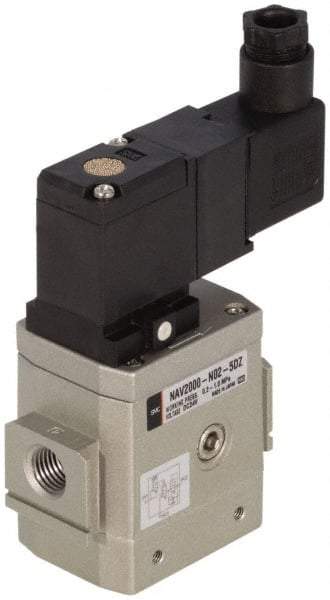 SMC PNEUMATICS - 3/8" Female NPT x 1/8" Gage Port Soft Start-Up Valve - 24V, DC Input, DIN Electrical Entry & 30 to 150 psi - Americas Industrial Supply