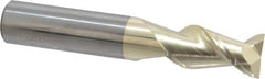Accupro - 1/2", 1" LOC, 1/2" Shank Diam, 3" OAL, 2 Flute, Solid Carbide Square End Mill - Single End, ZrN Finish, Spiral Flute, 45° Helix, Centercutting, Right Hand Cut, Right Hand Flute - Americas Industrial Supply