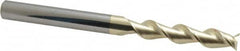 Accupro - 1/2", 2-1/2" LOC, 1/2" Shank Diam, 6" OAL, 2 Flute, Solid Carbide Square End Mill - Single End, ZrN Finish, Spiral Flute, 45° Helix, Centercutting, Right Hand Cut, Right Hand Flute - Americas Industrial Supply