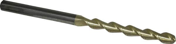 Accupro - 1/2", 4" LOC, 1/2" Shank Diam, 8" OAL, 2 Flute, Solid Carbide Square End Mill - Single End, ZrN Finish, Spiral Flute, 45° Helix, Centercutting, Right Hand Cut, Right Hand Flute - Americas Industrial Supply