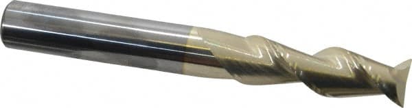 Accupro - 5/8", 2" LOC, 5/8" Shank Diam, 5" OAL, 2 Flute, Solid Carbide Square End Mill - Single End, ZrN Finish, Spiral Flute, 45° Helix, Centercutting, Right Hand Cut, Right Hand Flute - Americas Industrial Supply