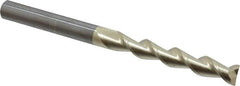 Accupro - 5/8", 4" LOC, 5/8" Shank Diam, 8" OAL, 2 Flute, Solid Carbide Square End Mill - Single End, ZrN Finish, Spiral Flute, 45° Helix, Centercutting, Right Hand Cut, Right Hand Flute - Americas Industrial Supply